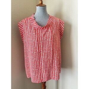 CAbi Size Large Orange Polka Dot Print Madeleine Blouse, Style #294